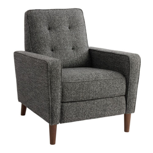 Alexander Black and Gray Tweed Tufted Push Back Recliner Alexander Black and Gray Tweed Tufted Push Back Recliner