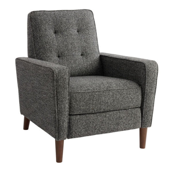 Alexander Black and Gray Tweed Tufted Push Back Recliner