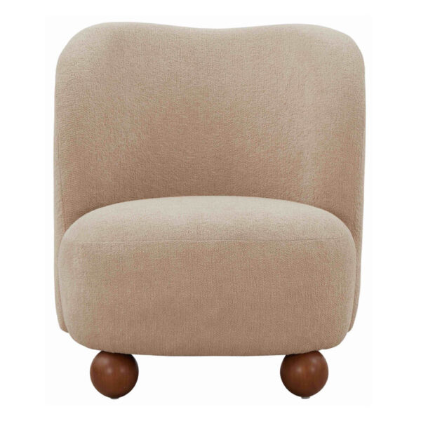 Anthony Oatmeal Boucle Ball Foot Upholstered Chair Anthony Oatmeal Boucle Ball Foot Upholstered Chair
