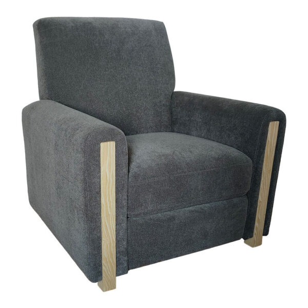 Anza Oak Wood Track Arm Upholstered Push Back Recliner Anza Oak Wood Track Arm Upholstered Push Back Recliner