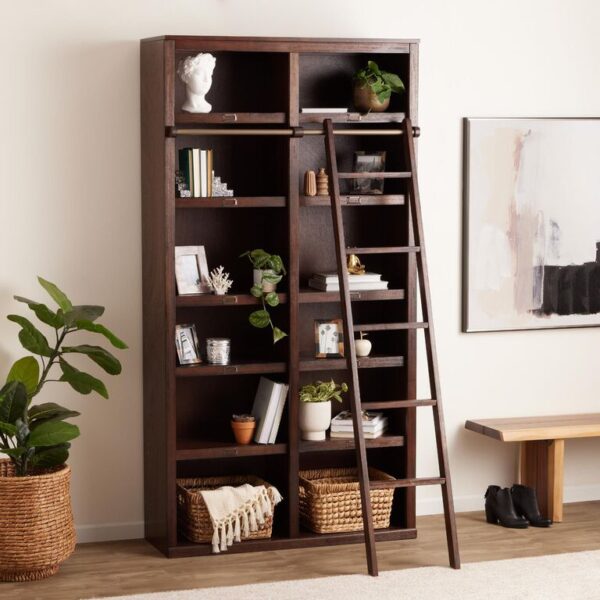 Augustus Roasted Cocoa Wood Library Shelving Collection