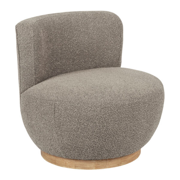 Boyle Boucle and Wood Base Upholstered Swivel Chair