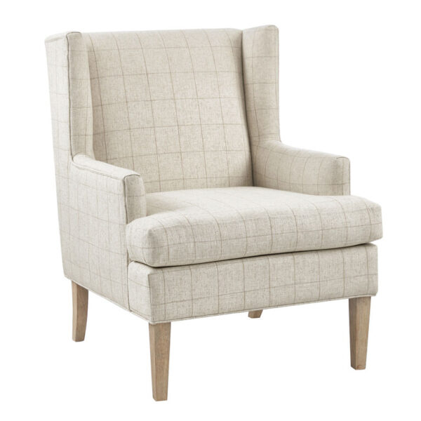 Dunlowe Windowpane Plaid Wingback Upholstered Chair