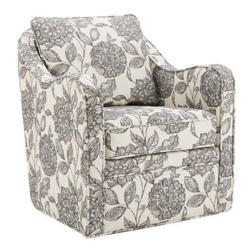 Gemma Faux Slipcover Swoop Arm Upholstered Swivel Chair