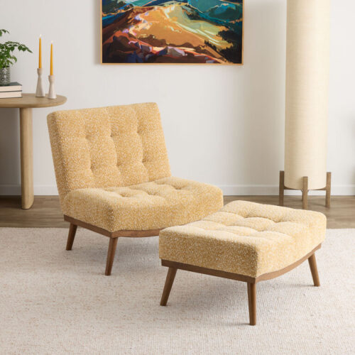 Isaiah Tufted Mid Century Chair and Ottoman Set