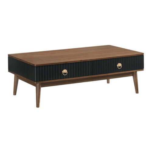 Jakob Walnut and Black Wood Coffee Table with Drawers