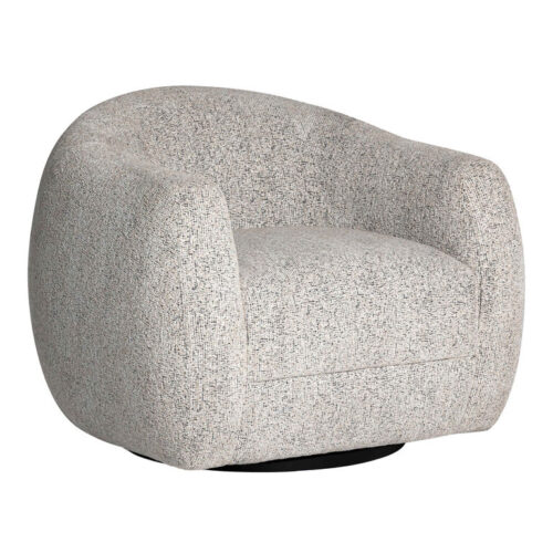 Judy Black and White Marled Upholstered Swivel Chair