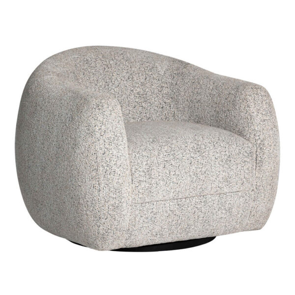 Judy Black and White Marled Upholstered Swivel Chair