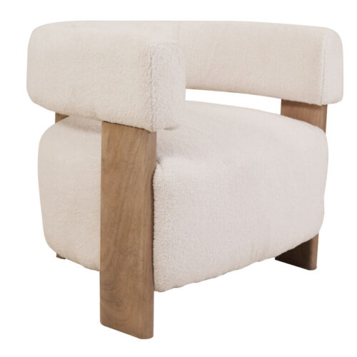 Landon Boucle and Mango Wood Curved Back Upholstered Chair