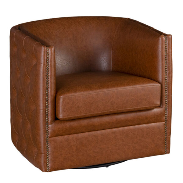 Larwil Tufted Faux Leather Barrel Upholstered Chair
