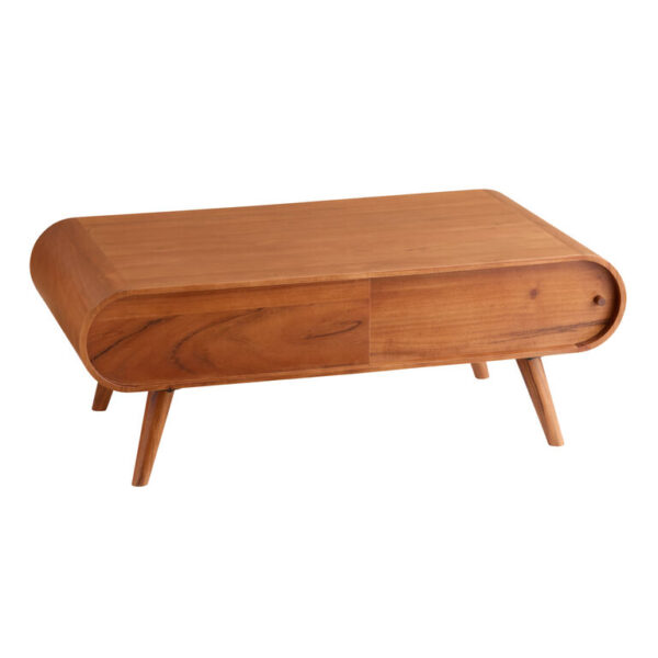 Midland Natural Wood Mid Century Coffee Table with Storage