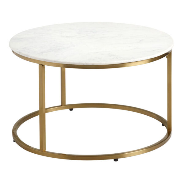 Milan Round White Marble and Metal Coffee Table