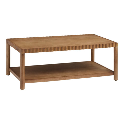 Niva Hazelnut Wood Scalloped Coffee Table with Shelf Niva Hazelnut Wood Scalloped Coffee Table with Shelf