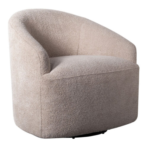 Odelia Boucle Barrel Upholstered Swivel Chair