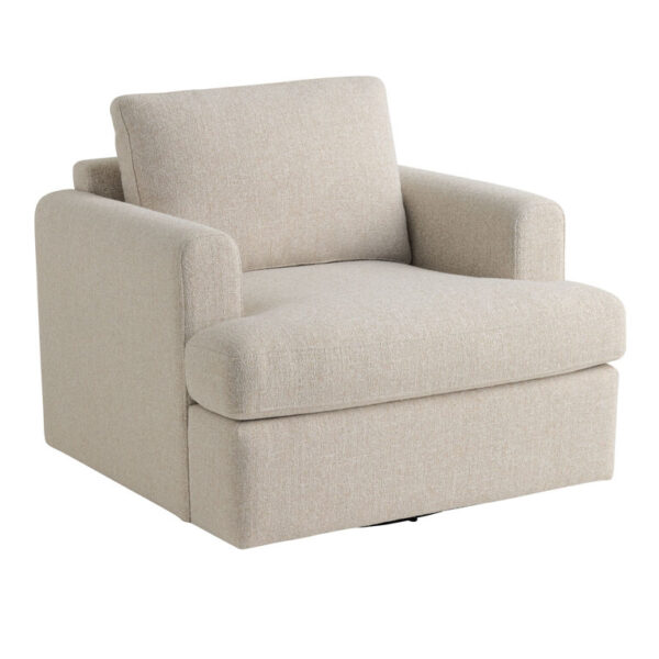 Orly Oatmeal Tweed Upholstered Swivel Chair