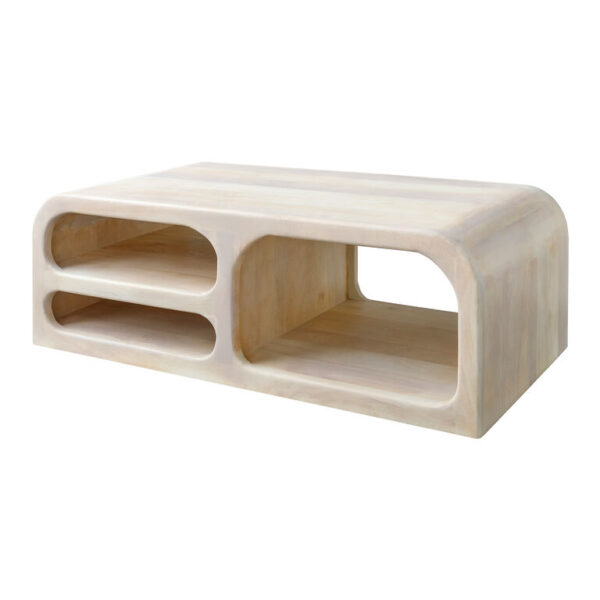 Panyer Ivory Mango Wood Coffee Table with Shelves