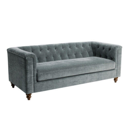 Phillips Steel Gray Crushed Velvet Tufted Chesterfield Sofa Phillips Steel Gray Crushed Velvet Tufted Chesterfield Sofa