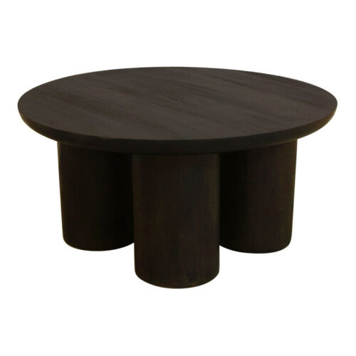 Pranav Round Deep Forest Brown Pillar Leg Coffee Table