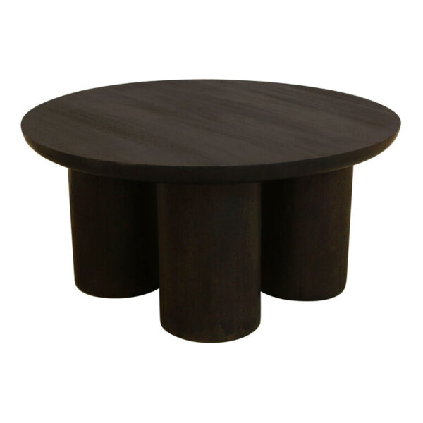 Pranav Round Deep Forest Brown Pillar Leg Coffee Table