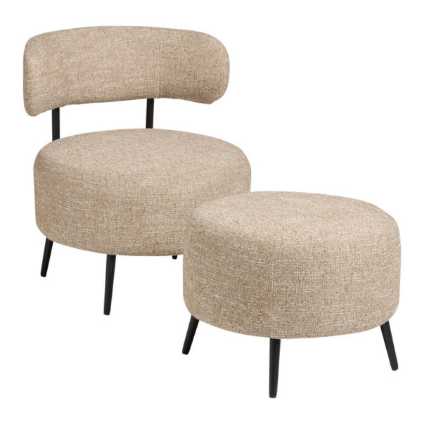 Ronan Dark Oatmeal Tweed Upholstered Chair and Ottoman Set
