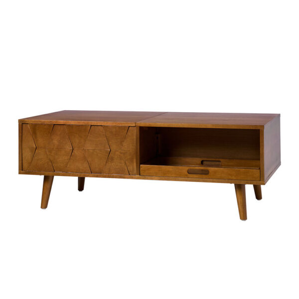 Royce Wood Geo Mid Century Lift Top Storage Coffee Table