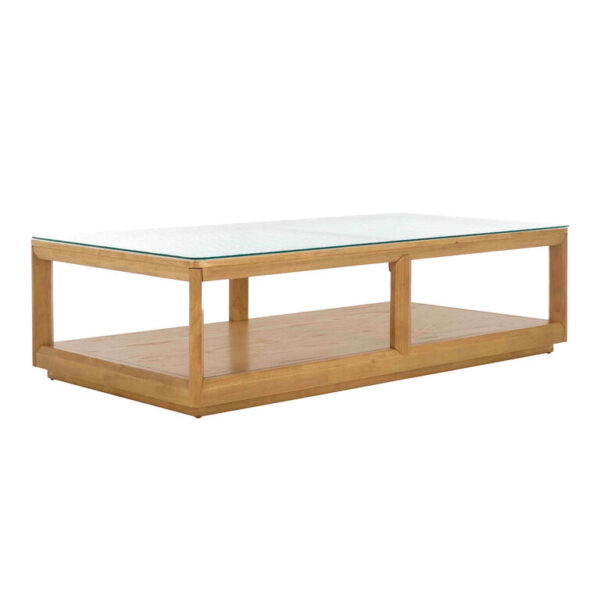 Ruby Wood and Glass Top Coffee Table with Shelf