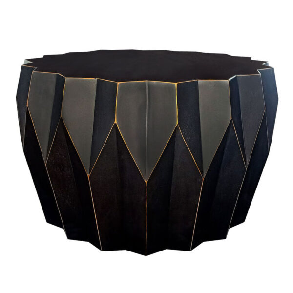 Tallis Round Mango Wood Faceted Geo Coffee Table Tallis Round Mango Wood Faceted Geo Coffee Table