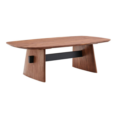 Thrale Walnut Brown Wood And Black Metal Coffee Table